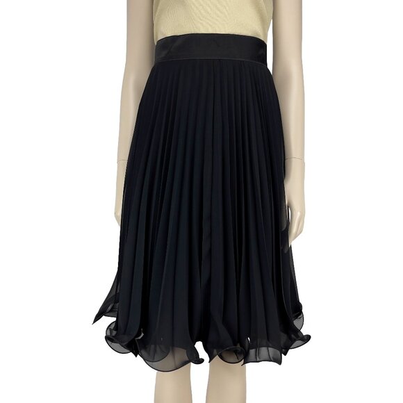 VERA MONT Luxury Designer Frill Crinoline Pleated Black Skirt Waist 26.5 in - Picture 1 of 12